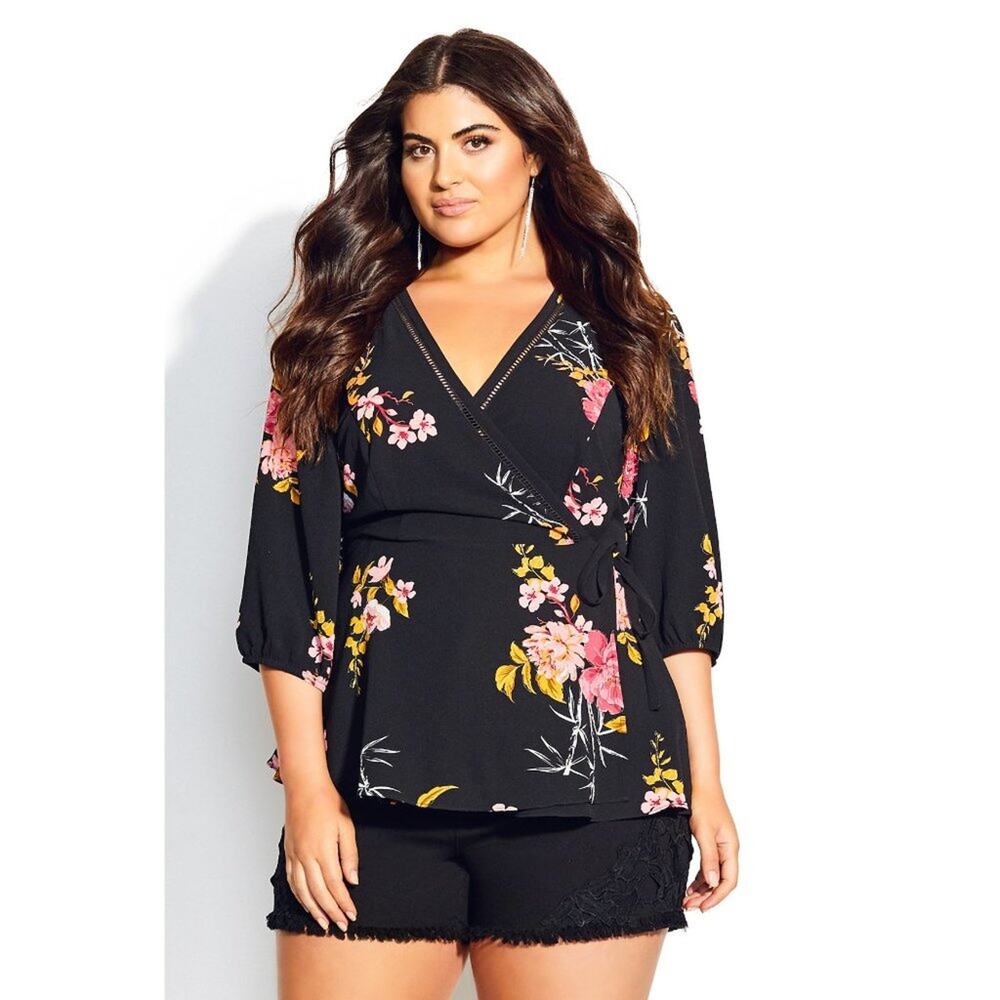 NWT City Chic Top Beloved E/S Beloved Black XXL = 24 = 3X